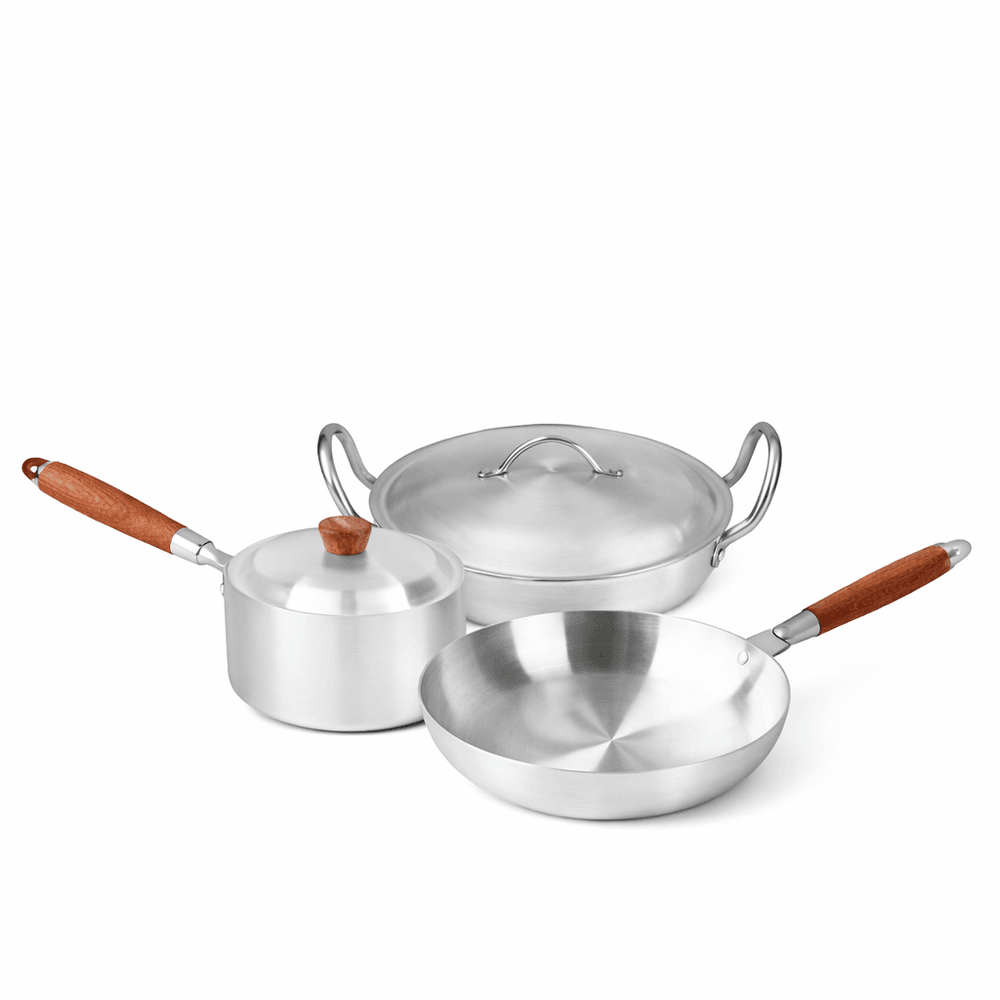 Aluminum Karahi 24cm+Aluminum Frying Pan 20cm+Aluminum Sauce Pan 20cm – Combo Deal #18