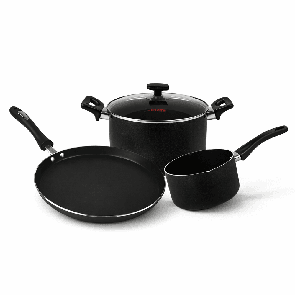 Majestic Premium Quality Mini Nonstick Gift Set 3 Pcs Kitchen Set – Pizza Pan Casserole & Milk Pan / Trio Series- Deal #17