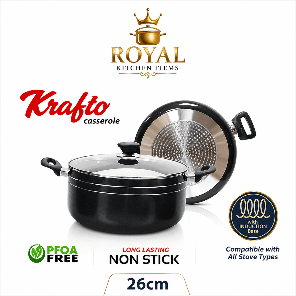 KK Non Stick Krafto Casserole (Glass Lid)
