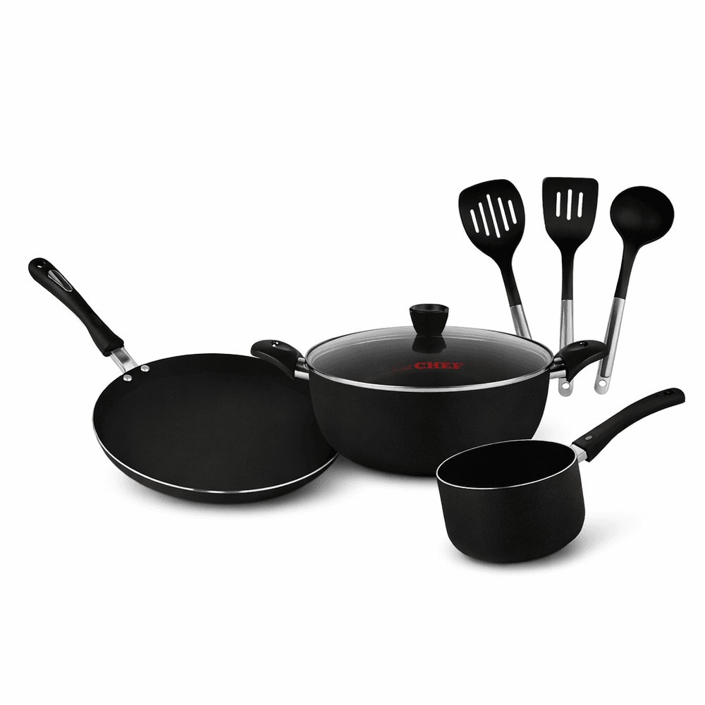 Majestic Premium Quality Mini Nonstick Gift Set 3 Pcs Kitchen Set – Tawa Wok & Spoons / Trio Series- Deal #16