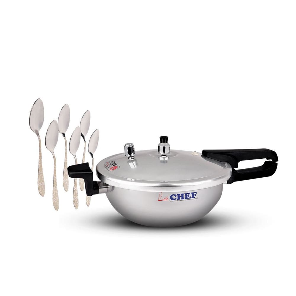 Combo Deals – Pressure Cooker Karahi 9 Liter With 6 Pcs Table Spoon- Deal #10